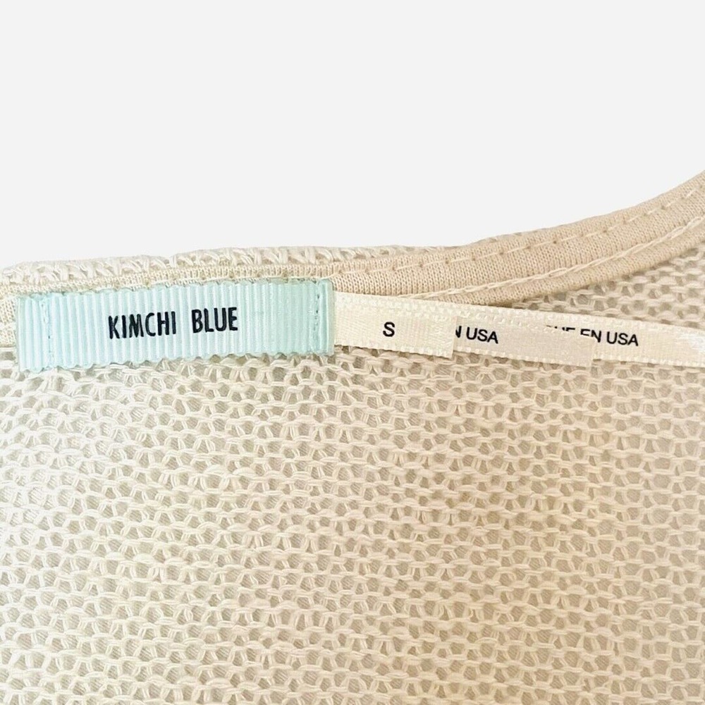 🍀 KIMCHI BLUE women's ivory scoop neck short sleeve lace blouse top size small - Picture 6 of 6